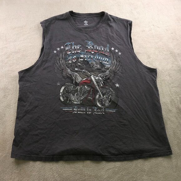 Celebrate Patriotic Mens Tank Top Size 2XL Motorcycle Graphic Tee Crew Neck Y2K - Picture 11 of 12